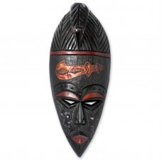 African Wood Mask Embossed Metal Accents 'African Sword' Handmade NOVICA Ghana   382520260411